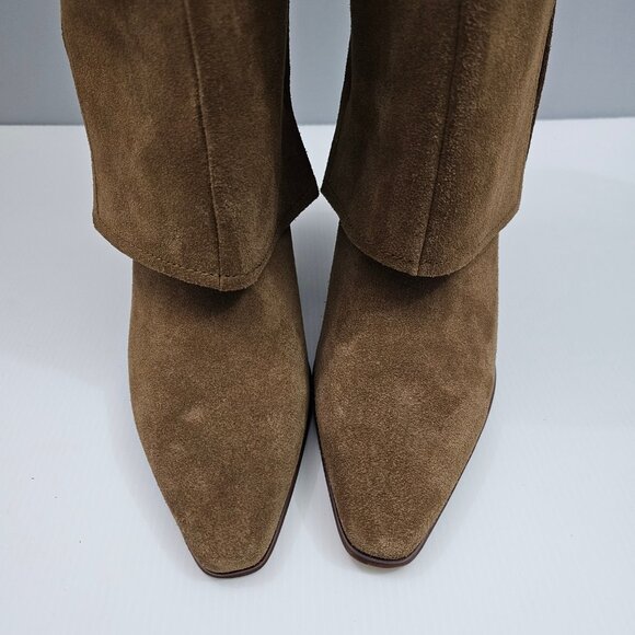 Vince Camuto Tibani Knee High Boot Women 9.5 Brown Suede Cuffed Wedge Heel NEW - Picture 5 of 16